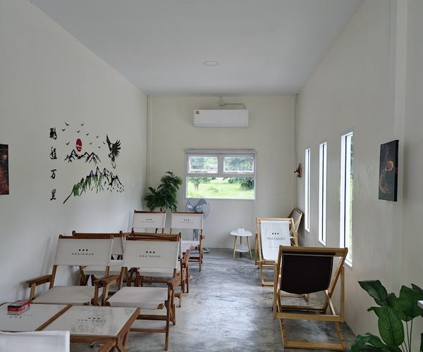 Minimalist training area with violet light accents on walls